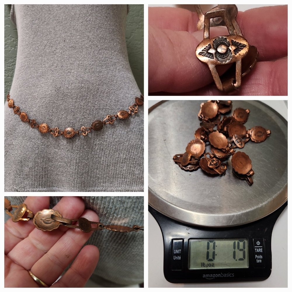 Vtg Navajo Margaret Kilgore (Unsigned) approx Circa 1940/50 Solid Copper Belt